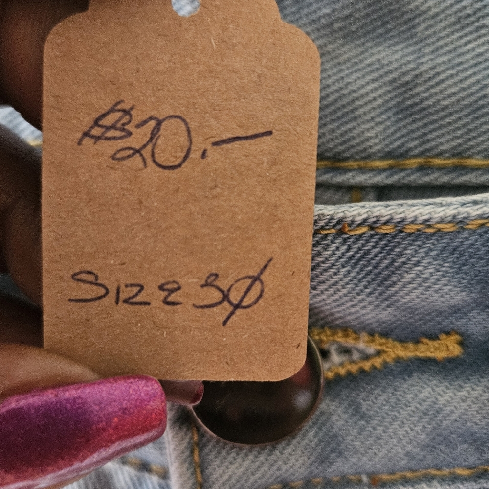 Men's Light Blue Distressed Jeans - Picture 3 of 5